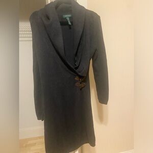 Lauren Ralph Lauren Grey/Black Knit Sweater Dress Size Medium